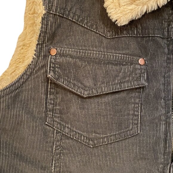Cabela’s Corduroy Sherpa Trucker Vest Olive Chore Barn Ranch Utility Western-L - Picture 4 of 16